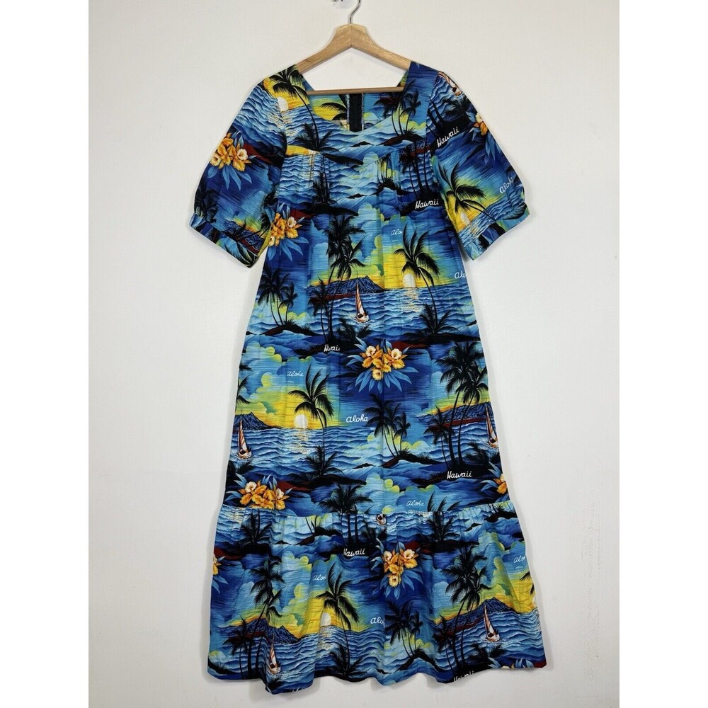 Royal‎ Creations Hawaii Vintage Mumu Kaftan Tropical Print Dress Women's Medium